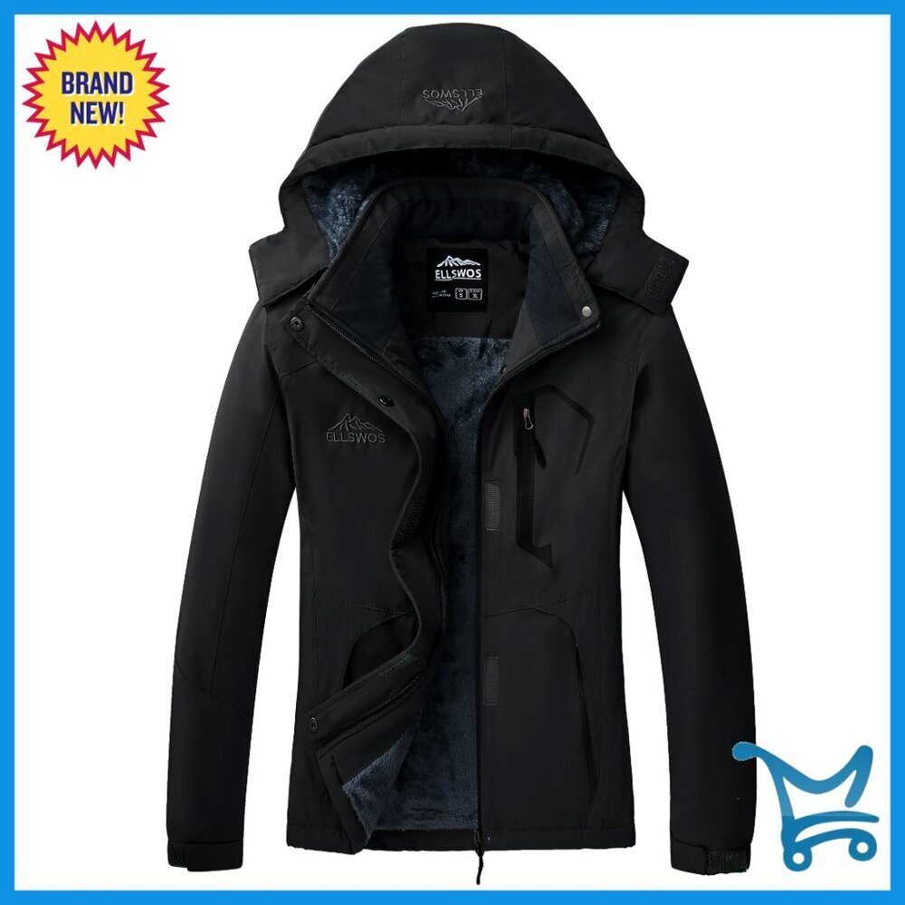 Waterproof Ski Jacket Windproof Hooded Winter Coat Fleece Lined Snow Sports